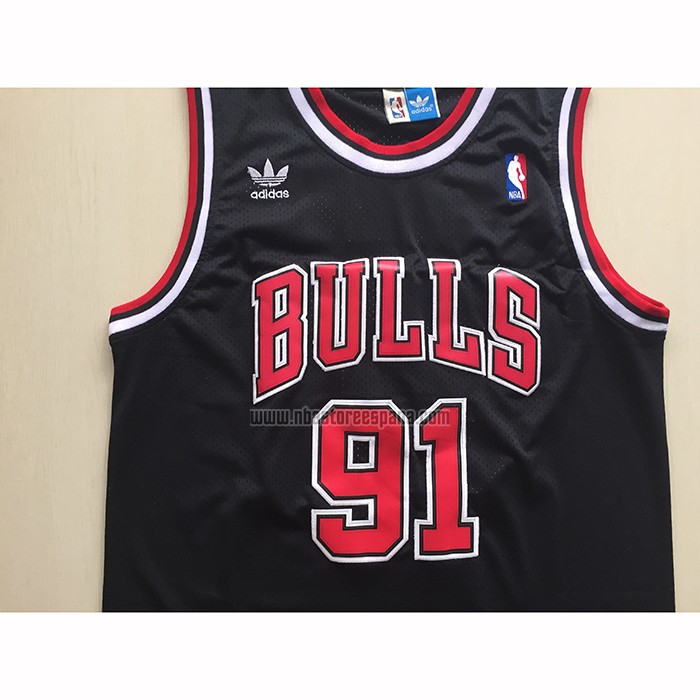 Camiseta Chicago Bulls Dennis Rodman NO 91 Mitchell & Ness Negro